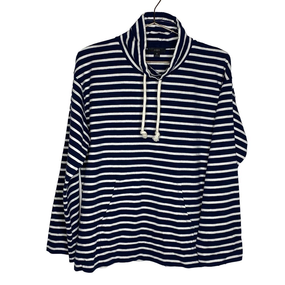 J Crew Womens Size M‎ Pullover Top Striped Mariner Cloth Blue White Nautical
